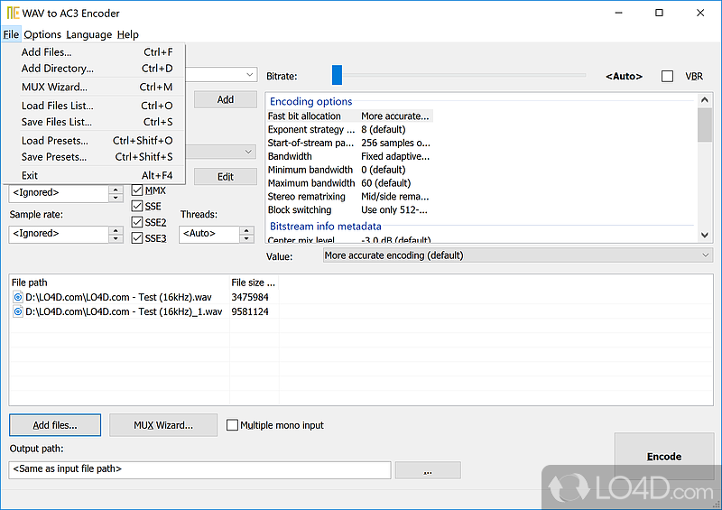 WAV to AC3 Encoder: Clean looks - Screenshot of WAV to AC3 Encoder