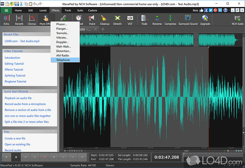 Versatile audio editor for novices and pros - Screenshot of WavePad