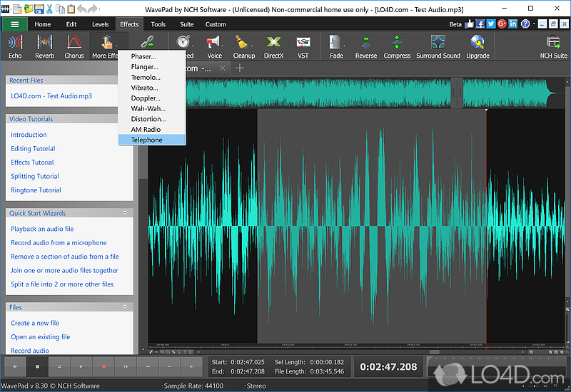 Record audio tracks - Screenshot of Wavepad Free