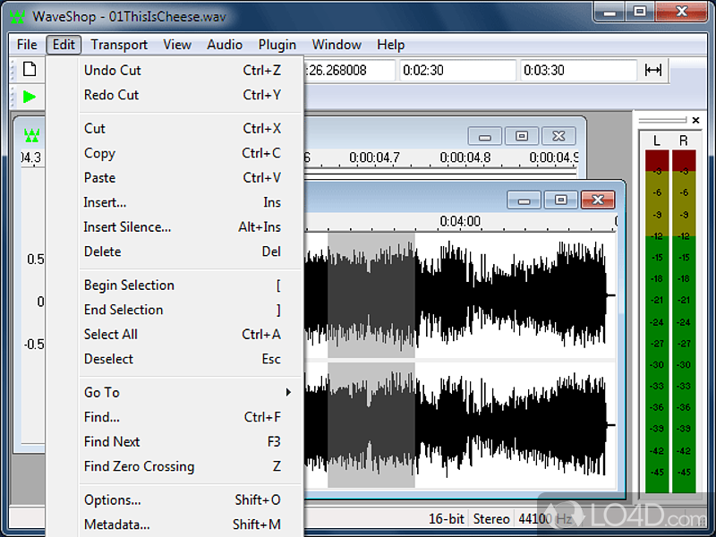 An audio editor that includes many functions - Screenshot of WaveShop