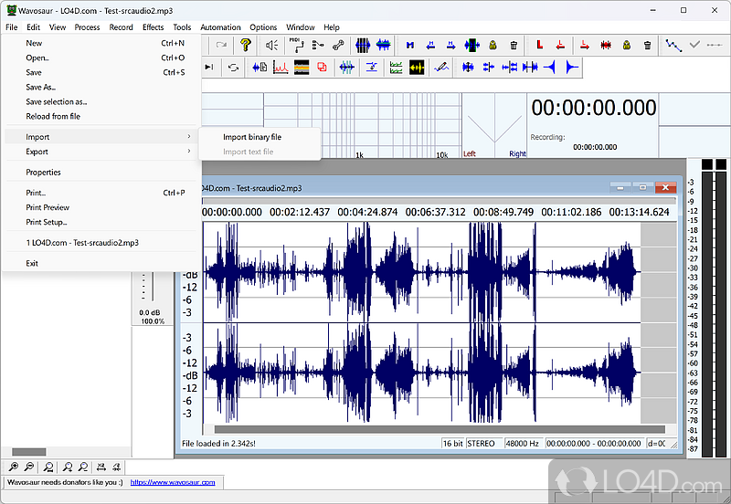 Edit audio files freely - Screenshot of Wavosaur