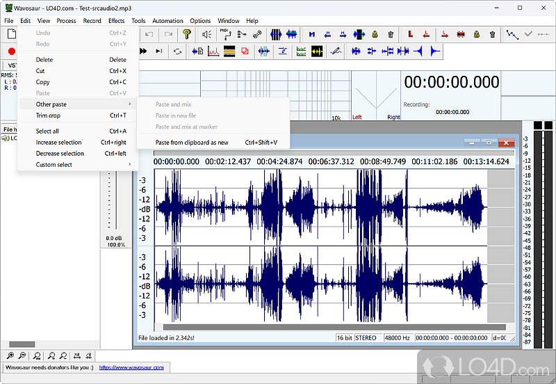 A free Audio program for Windows - Screenshot of Wavosaur