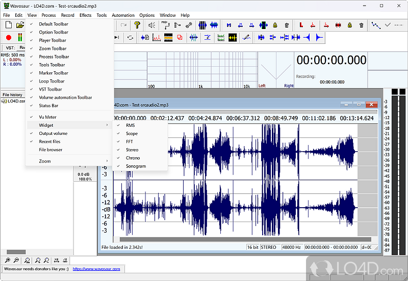 Audio editor supporting MP3, WAV, OGG and AIFF - Screenshot of Wavosaur