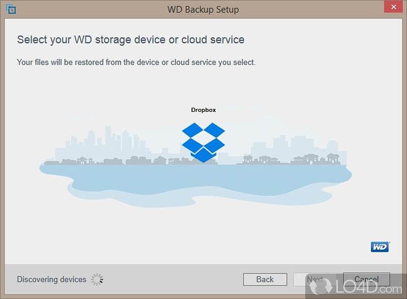 Back up files in three steps - Screenshot of WD Backup