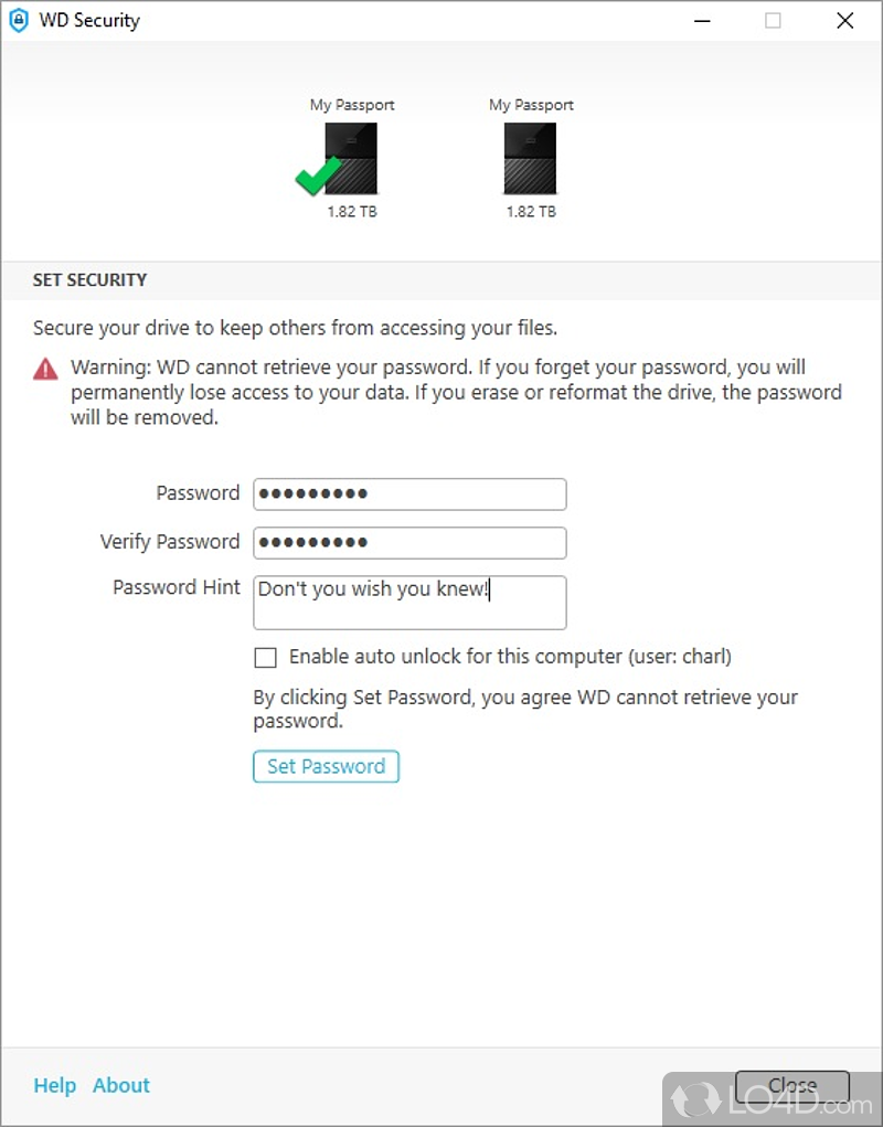 WD Security: Western Digital - Screenshot of WD Security