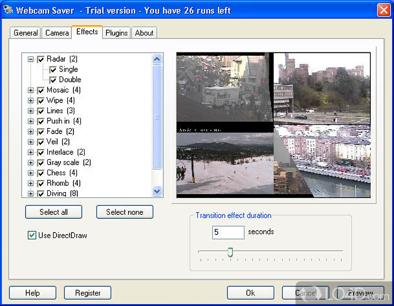 Webcam Saver: User interface - Screenshot of Webcam Saver