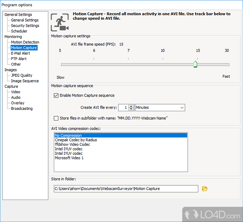 Webcam Surveyor: User interface - Screenshot of Webcam Surveyor