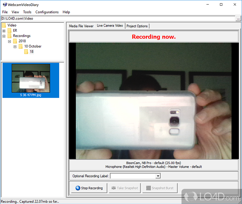 Webcam Video Diary screenshot