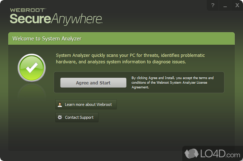 Analyzes the status of PC's security and hardware, generating a report regarding the issues that need to be solved - Screenshot of Webroot System Analyzer