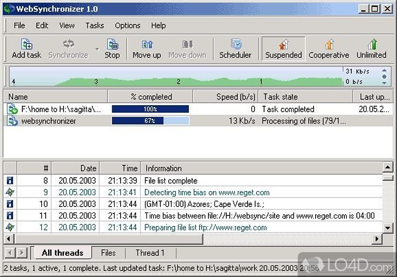 WebSynchronizer: User interface - Screenshot of WebSynchronizer