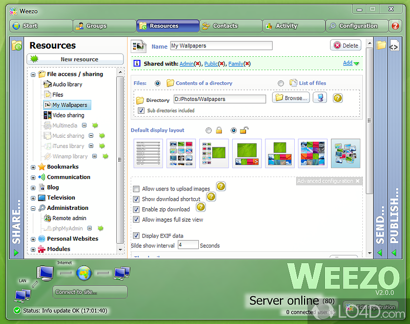 Remote access computer, instantly share files and stream media items - Screenshot of Weezo