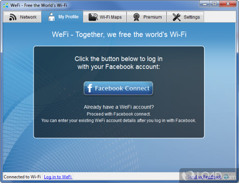 Use an interactive map and configure a few details - Screenshot of WeFi