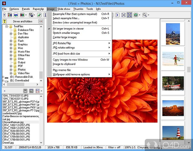 Tool is a high quality image viewer for digital cameras with build in resampling filters - Screenshot of Wega2