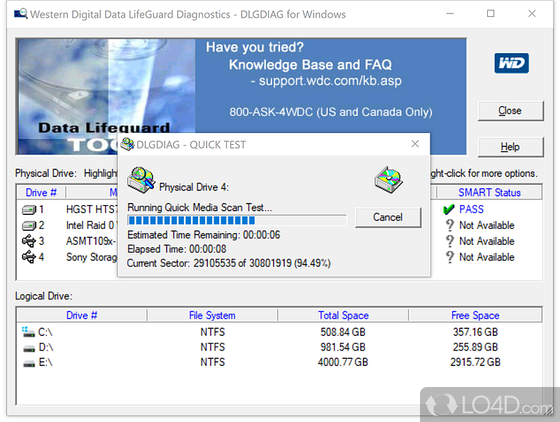 wd drive utilities diagnostics