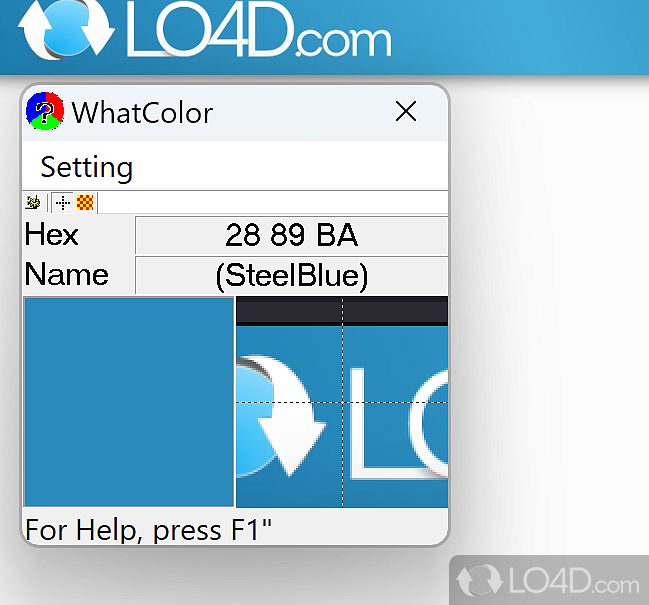 Tool for identifying colors on a computer screen - Screenshot of WhatColor