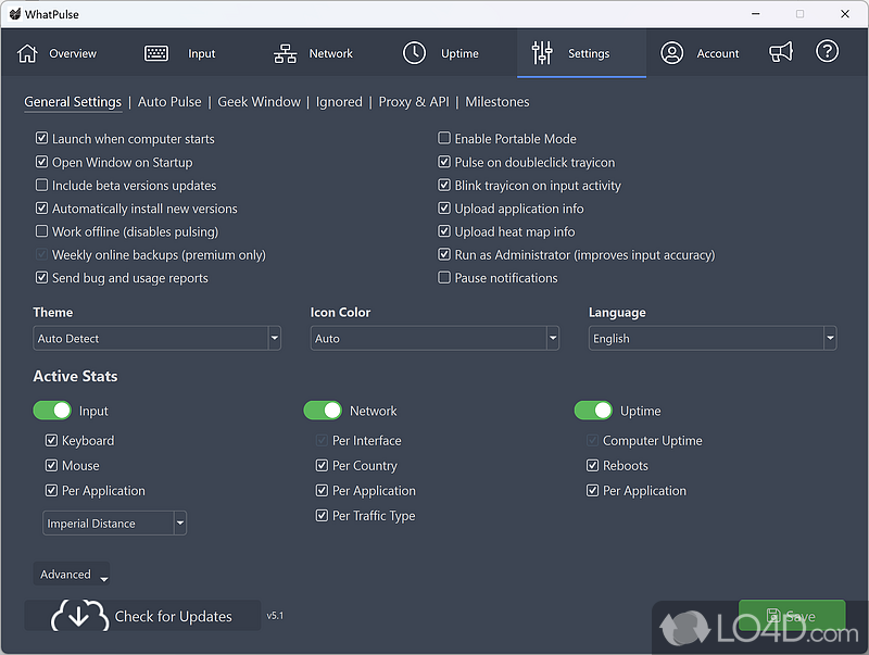 Small utility which records and analyzes typing statistics - Screenshot of WhatPulse