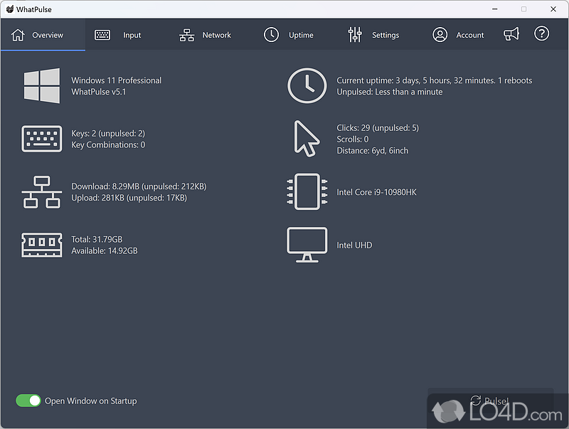 Powerful program that helps you monitor keyboard - Screenshot of WhatPulse