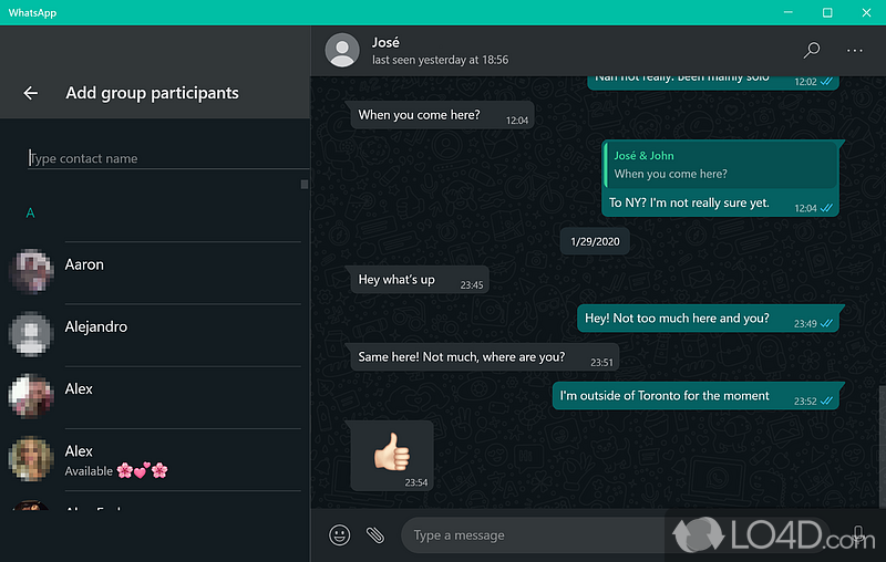 Send text messages, recordings or pictures - Screenshot of WhatsApp for PC