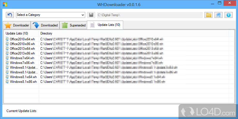 WHDownloader: User interface - Screenshot of WHDownloader