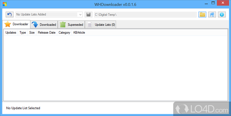 Get the Windows and Office updates - Screenshot of WHDownloader