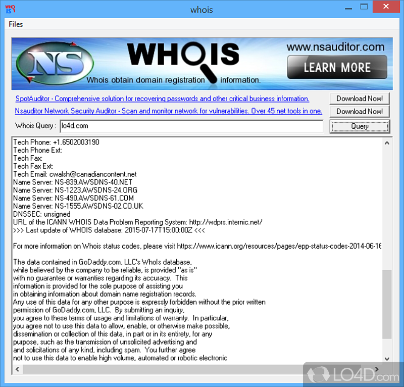 Find who is behind a domain name - Screenshot of Whois