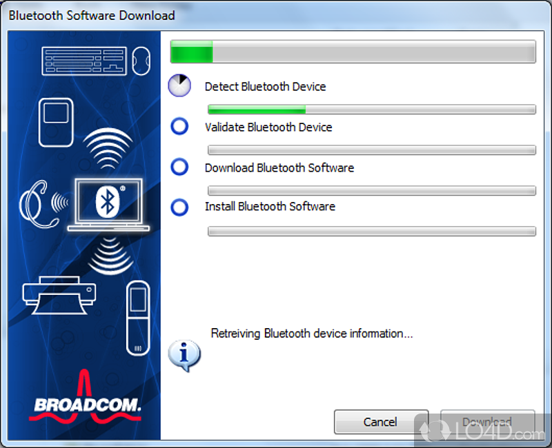 Piece of kit for installing bluetooth compatible software for Broadcom-enabled embedded - Screenshot of WIDCOMM Bluetooth Software