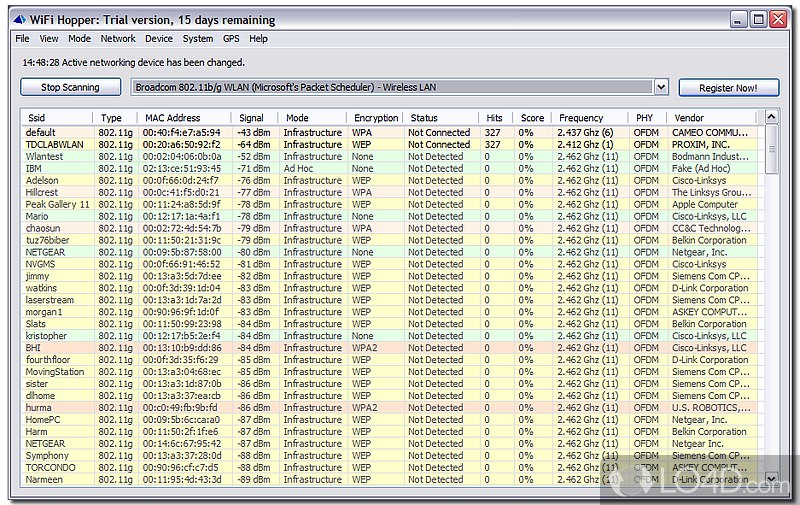 Wireless Scanner and Connection Manager - Screenshot of WiFi Hopper