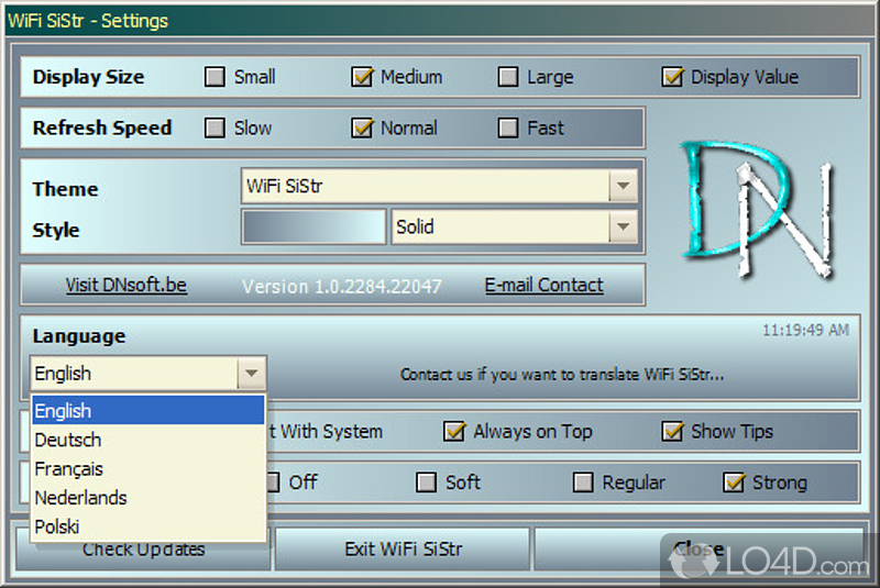 Small and complete tool to keep Wi-Fi signal strength always visible - Screenshot of WiFi SiStr