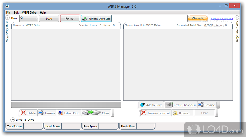 Puts a friendly interface at disposal so that formatting - Screenshot of Wii Backup File System Manager