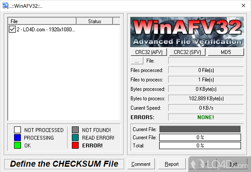 Easily calculate and save checksum values - Screenshot of WinAFV32