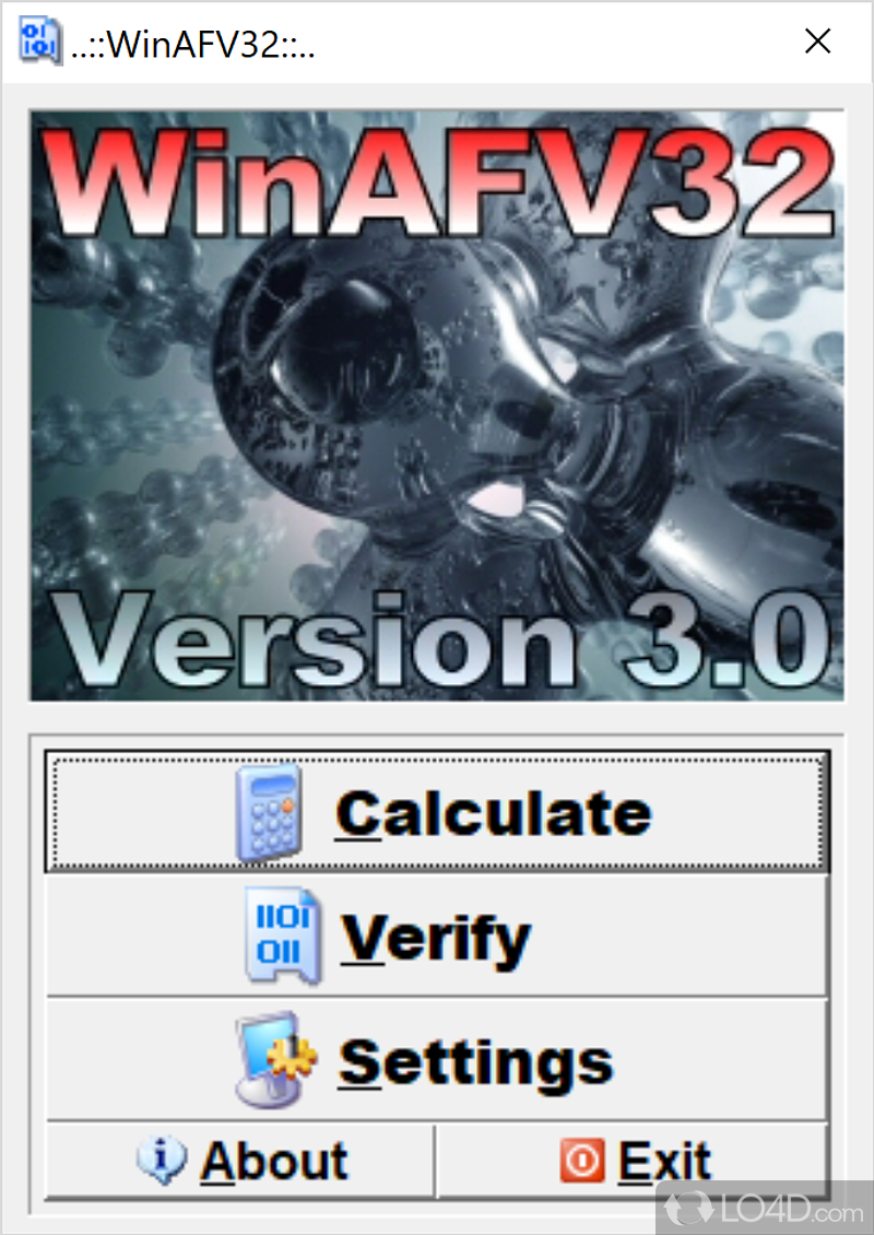 Small-sized and app that supports file verification with - Screenshot of WinAFV32
