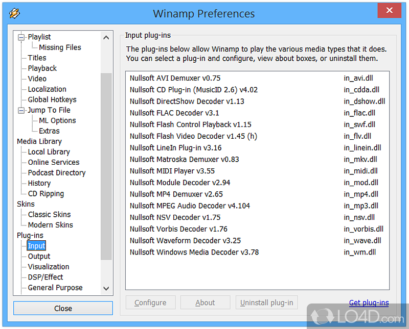 Create playlists and enhance audio with an equalizer - Screenshot of Winamp 5 Lite