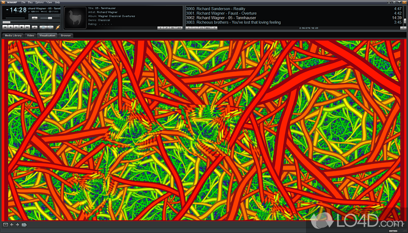 Audio player supporting MP3, WMA, visualizations - Screenshot of Winamp 5 Lite