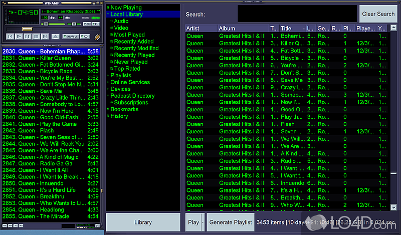 One of the leading multimedia players capable of high-quality rendering of songs - Screenshot of Winamp