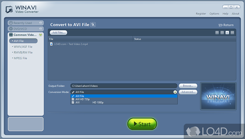 Complete solution for video file convesion - Screenshot of WinAVI Video Converter