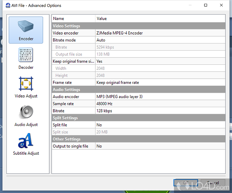 WinAVI Video Converter: User interface - Screenshot of WinAVI Video Converter