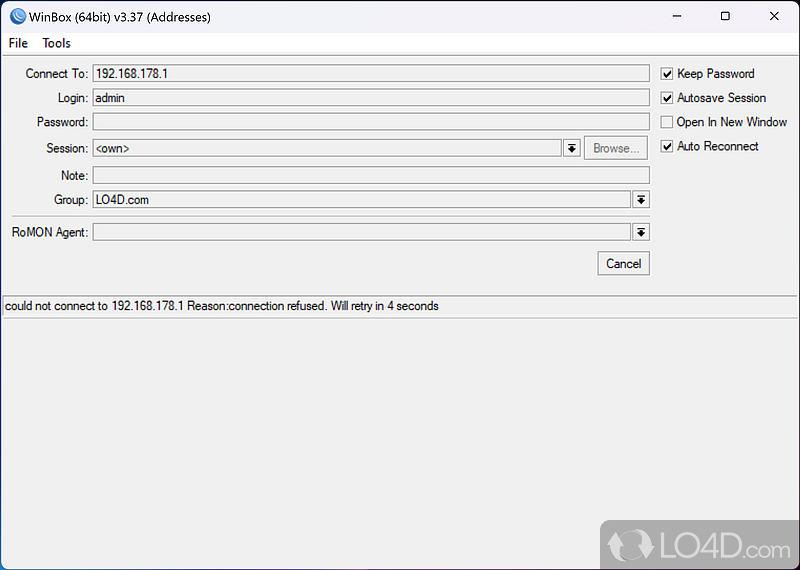 A free utility tool for MikroTik's RouterOS - Screenshot of WinBox
