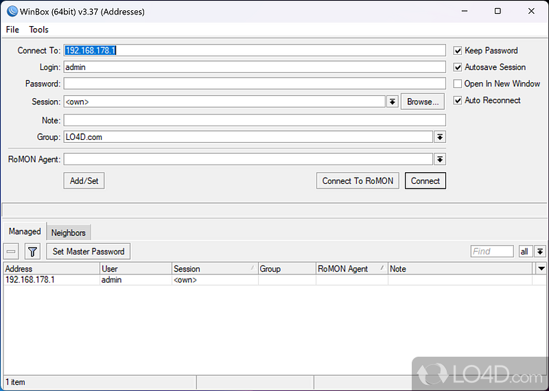Configure MikroTik routers or RouterOS - Screenshot of WinBox