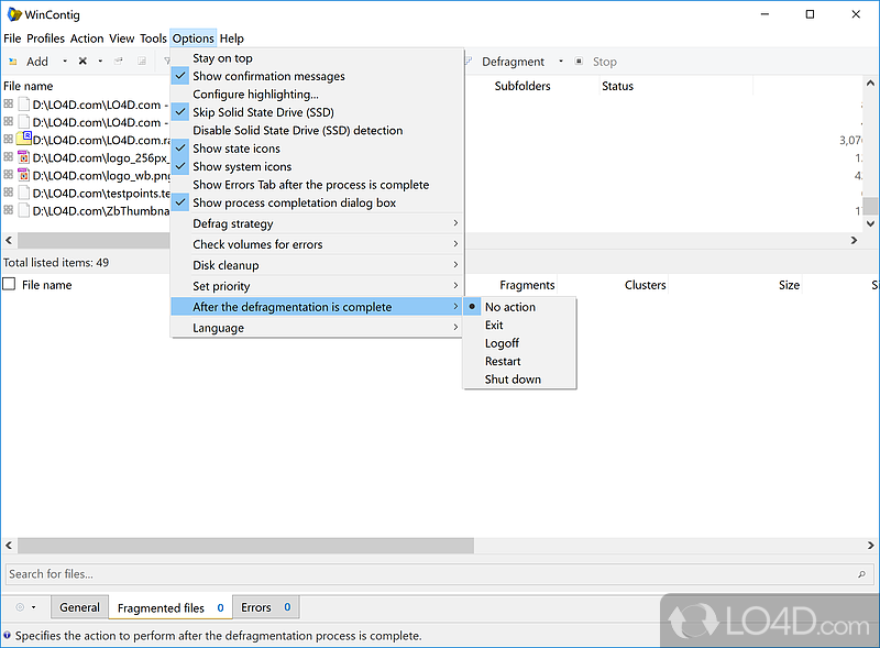 Organize and declutter - Screenshot of WinContig