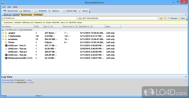 Which can back up and synchronize multiple directories in the same session, with just a few clicks - Screenshot of WinDataReflector