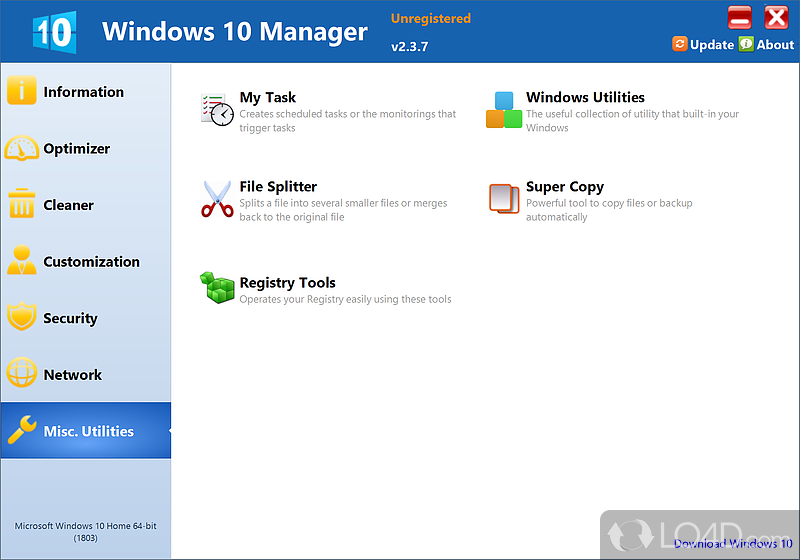 Windows 10 Manager screenshot