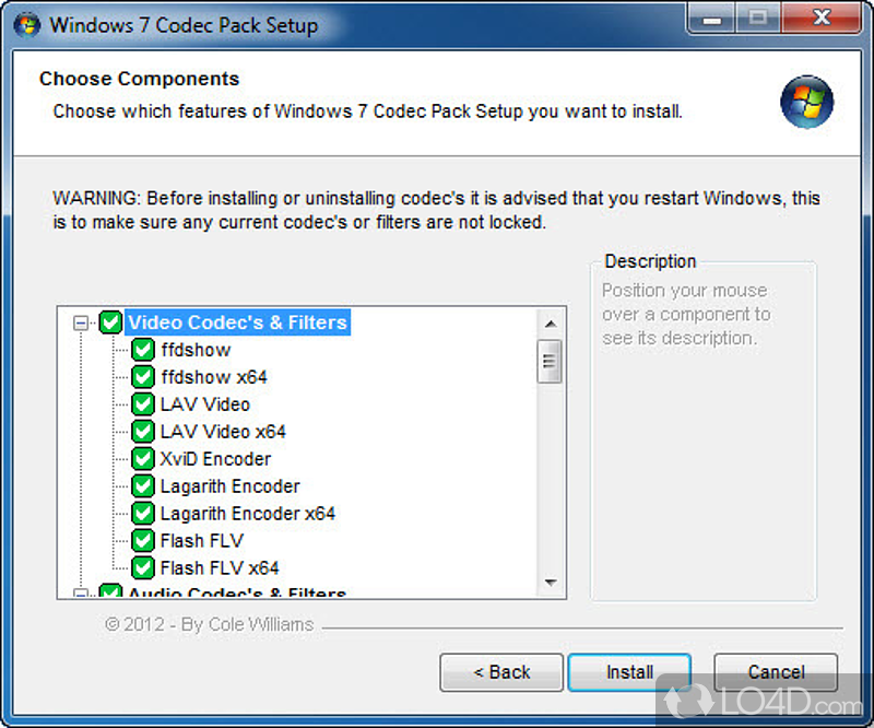 Custom deployment on your system - Screenshot of Windows 7 Codec Pack