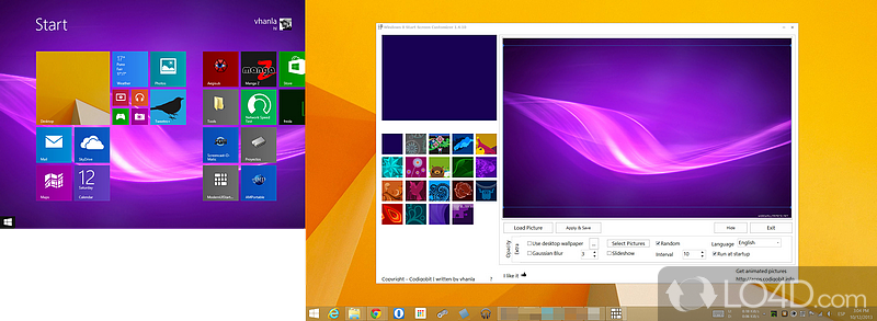 Tool allows you to easily select the background pictures for Start Screen - Screenshot of Windows 8 Start Screen Customizer