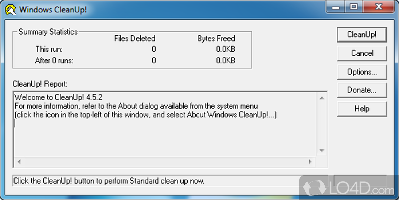 Windows CleanUp!: User interface - Screenshot of Windows CleanUp!