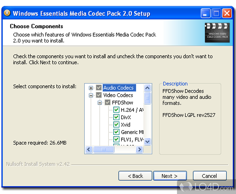 Features a well-deserved name - Screenshot of Windows Essentials Codec Pack