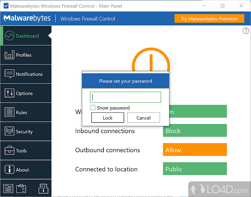 Windows Firewall Control: User interface - Screenshot of Windows Firewall Control