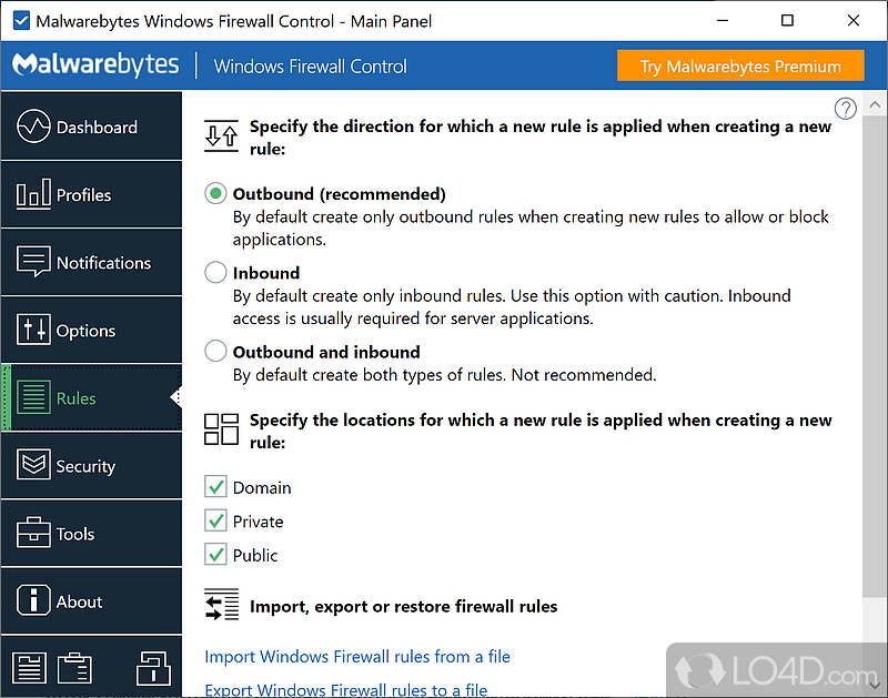 Windows Firewall Control: Windows Firewall - Screenshot of Windows Firewall Control