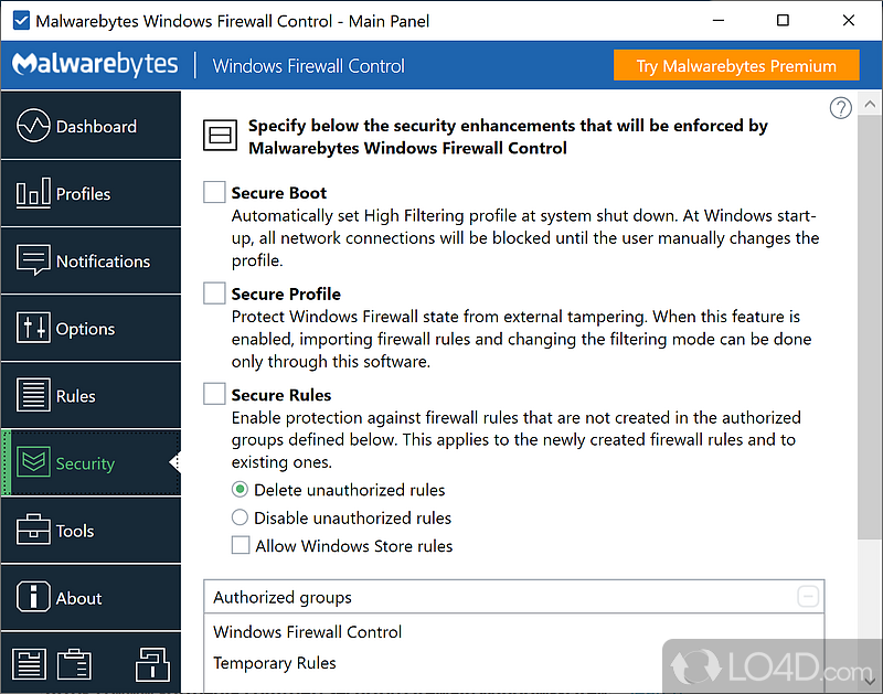 Windows Firewall Control: High Filtering - Screenshot of Windows Firewall Control