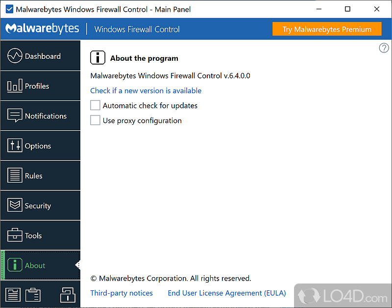 Windows Firewall Control: Low Filtering - Screenshot of Windows Firewall Control