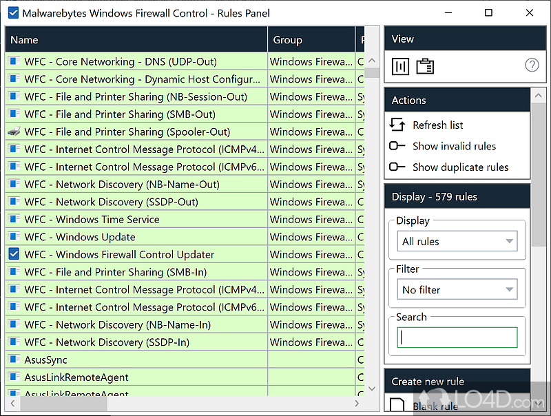 Windows Firewall Control: No Filtering - Screenshot of Windows Firewall Control